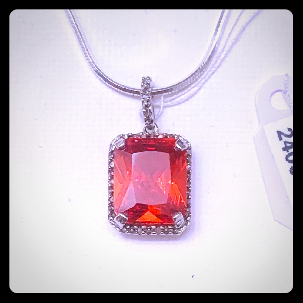 Cognac Hessonite and Diamond Pendant